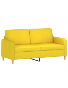 Divano a 2 Posti Giallo Chiaro 140 cm in Tessuto