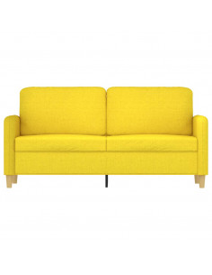 Divano a 2 Posti Giallo Chiaro 140 cm in Tessuto 2