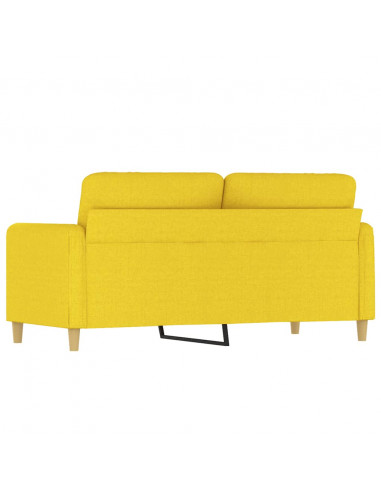 Divano a 2 Posti Giallo Chiaro 140 cm in Tessuto