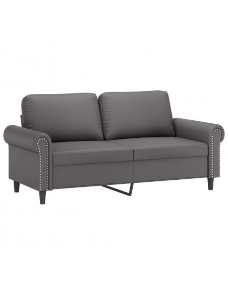 Divano a 2 Posti con Cuscini Grigio 140 cm in Similpelle
