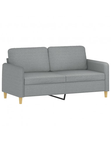 Set Divani 2 pz con Cuscini Grigio Chiaro in Tessuto