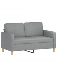 Set di Divani 2 pz con Cuscini Grigio Chiaro in Tessuto 2