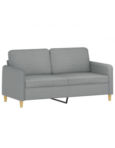 Set di Divani 2 pz con Cuscini Grigio Chiaro in Tessuto