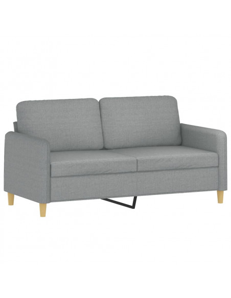Set di Divani 2 pz con Cuscini Grigio Chiaro in Tessuto
