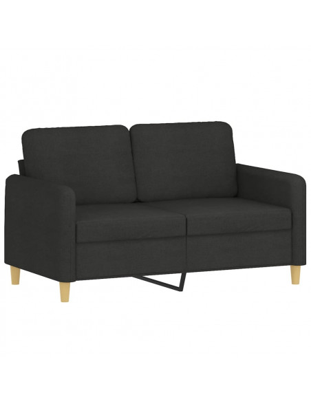 Set di Divani 2 pz con Cuscini Nero in Tessuto