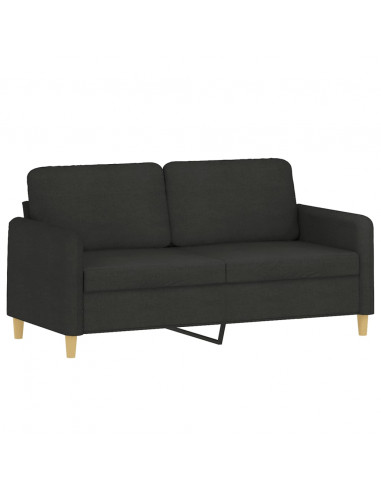 Set di Divani 2 pz con Cuscini Nero in Tessuto