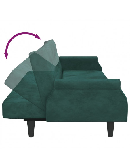 Divano Letto con Braccioli Verde Scuro in Velluto