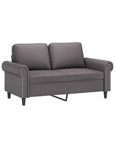 Set di Divani 2 pz con Cuscini Grigio in Similpelle