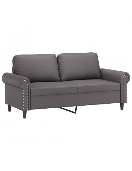 Set di Divani 2 pz con Cuscini Grigio in Similpelle