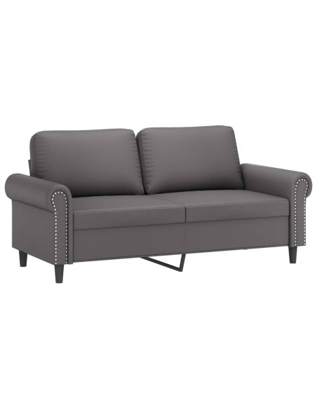 Set di Divani 2 pz con Cuscini Grigio in Similpelle