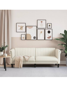 Divano a 3 Posti Crema in Velluto 2