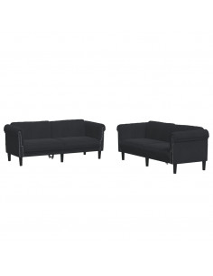 Set di Divani 2 pz Nero in Velluto