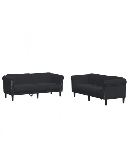Set di Divani 2 pz Nero in Velluto