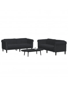 Set di Divani 2 pz Nero in Velluto 2