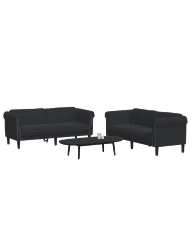 Set di Divani 2 pz Nero in Velluto