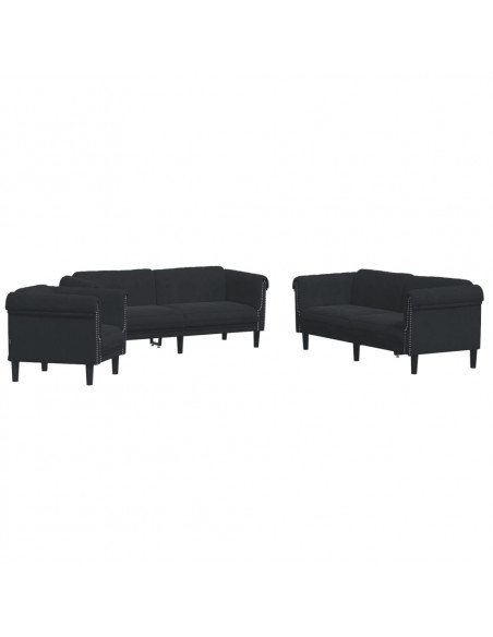 Set di Divani 3 pz Nero in Velluto