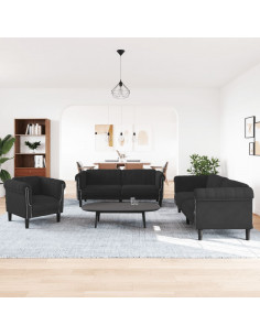 Set di Divani 3 pz Nero in Velluto 2