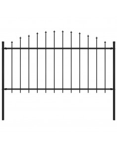 Recinzione Giardino Punta a Lancia (1,25-1,5)x1,7m Acciaio Nero
