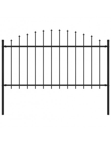 Recinzione Giardino Punta a Lancia (1,25-1,5)x1,7m Acciaio Nero