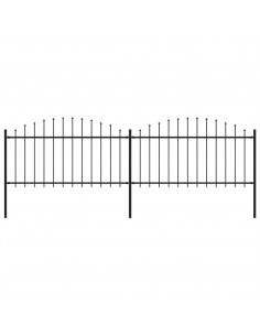 Recinzione Giardino Punta a Lancia (1,25-1,5)x3,4m Acciaio Nero