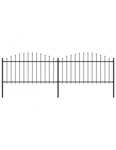 Recinzione Giardino Punta a Lancia (1,25-1,5)x3,4m Acciaio Nero