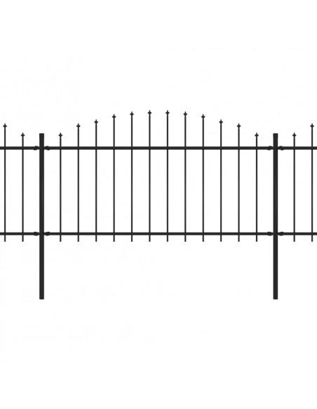 Recinzione Giardino Punta a Lancia (1,25-1,5)x3,4m Acciaio Nero
