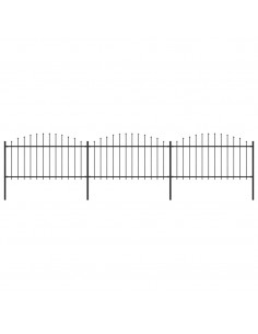 Recinzione Giardino Punta a Lancia (1,25-1,5)x5,1m Acciaio Nera