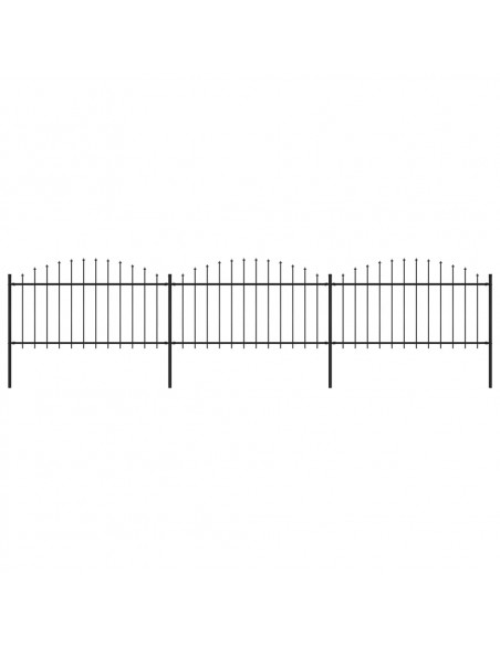 Recinzione Giardino Punta a Lancia (1,25-1,5)x5,1m Acciaio Nera