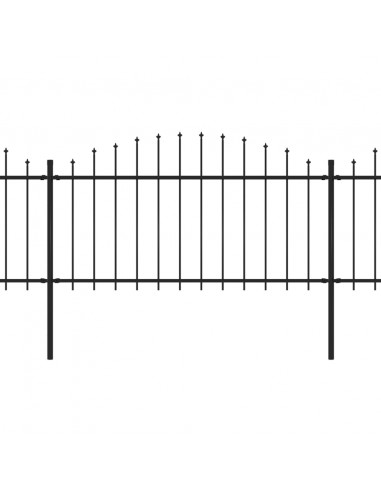 Recinzione Giardino Punta a Lancia (1,25-1,5)x5,1m Acciaio Nera