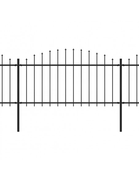 Recinzione Giardino Punta a Lancia (1,25-1,5)x5,1m Acciaio Nera