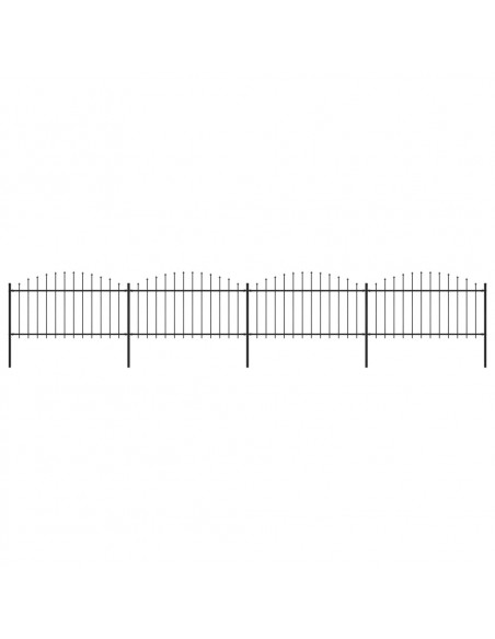 Recinzione Giardino Punta a Lancia (1,25-1,5)x3,4m Acciaio Nero