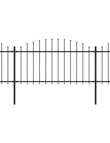 Recinzione Giardino Punta a Lancia (1,25-1,5)x3,4m Acciaio Nero