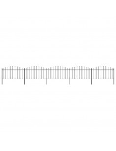 Recinzione Giardino Punta a Lancia (1,25-1,5)x8,5m Acciaio Nera