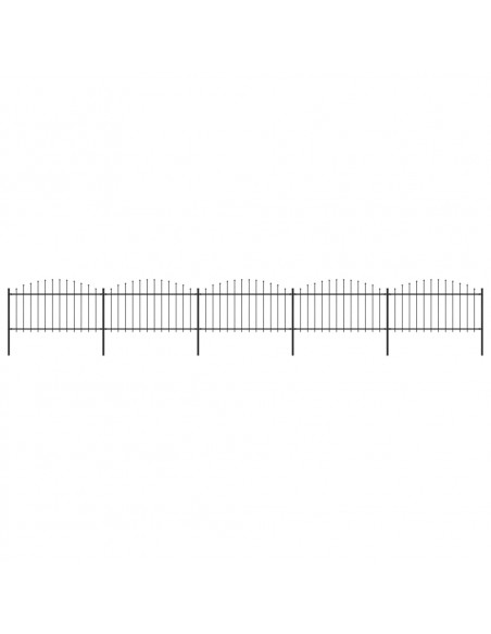 Recinzione Giardino Punta a Lancia (1,25-1,5)x8,5m Acciaio Nera