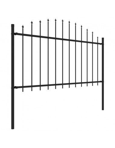 Recinzione Giardino Punta Lancia (1,25-1,5)x10,2m Acciaio Nera