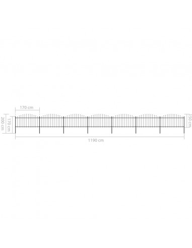 Recinzione Giardino Punta Lancia (1,25-1,5)x11,9m Acciaio Nera