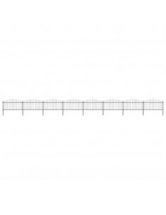 Recinzione Giardino Punta a Lancia(1,25-1,5)x13,6m Acciaio Nero