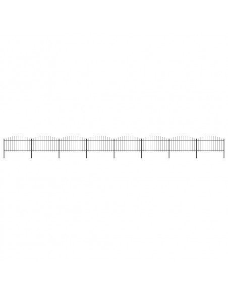 Recinzione Giardino Punta a Lancia(1,25-1,5)x13,6m Acciaio Nero
