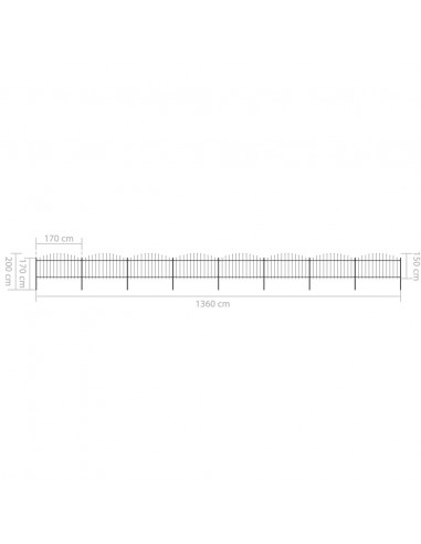 Recinzione Giardino Punta a Lancia(1,25-1,5)x13,6m Acciaio Nero