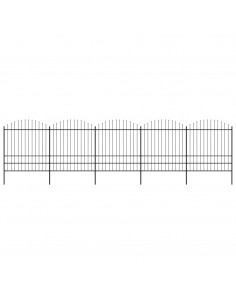 Recinzione Giardino Punta a Lancia (1,75-2)x8,5m Acciaio Nera