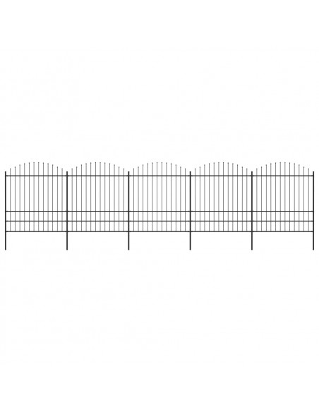 Recinzione Giardino Punta a Lancia (1,75-2)x8,5m Acciaio Nera