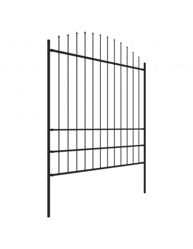 Recinzione Giardino Punta a Lancia (1,75-2)x8,5m Acciaio Nera