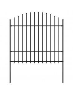 Recinzione Giardino Punta a Lancia (1,5-1,75)x1,7m Acciaio Nero