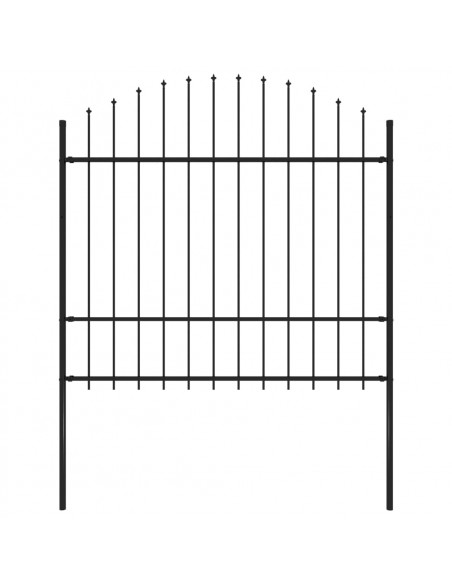 Recinzione Giardino Punta a Lancia (1,5-1,75)x1,7m Acciaio Nero