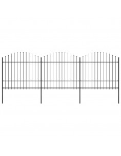 Recinzione Giardino Punta a Lancia (1,5-1,75)x5,1m Acciaio Nera