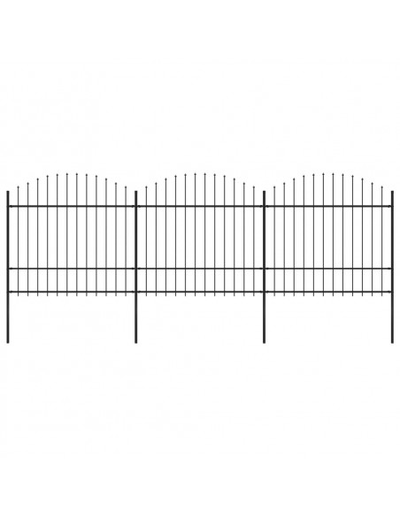 Recinzione Giardino Punta a Lancia (1,5-1,75)x5,1m Acciaio Nera