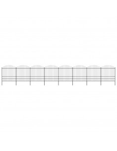 Recinzione Giardino Punta a Lancia (1,75-2)x13,6m Acciaio Nera