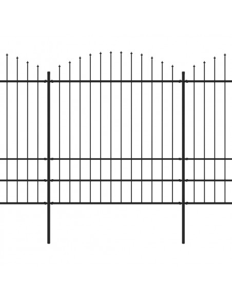 Recinzione Giardino Punta a Lancia (1,75-2)x13,6m Acciaio Nera