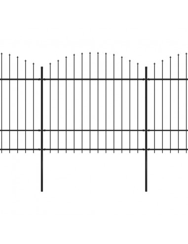 Recinzione Giardino Punta a Lancia (1,5-1,75)x17m Acciaio Nera