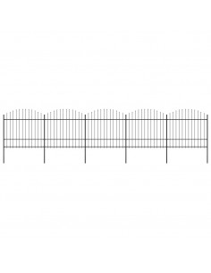 Recinzione Giardino Punta a Lancia (1,5-1,75)x8,5m Acciaio Nera